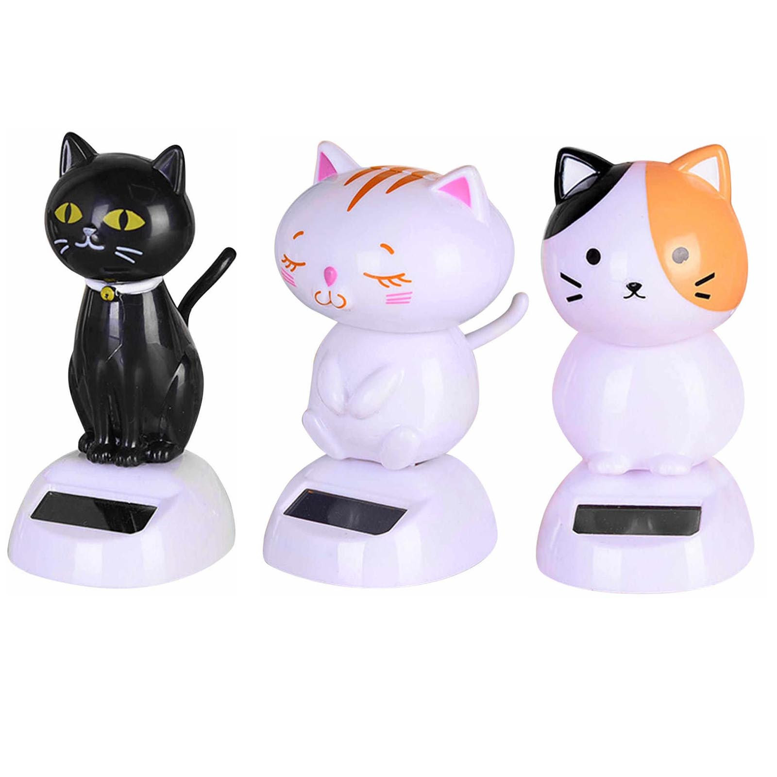 태양 강화한 귀여운 3 개의 고양이는 머리 그림 인형을 끄덕 홈 오피스 자동차 대시 보드 장식 장식 아이 생일 장난감 선물